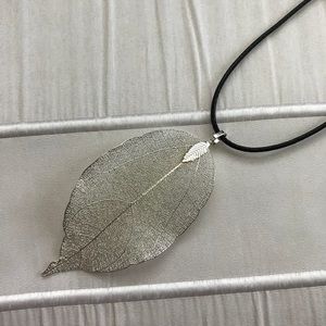 NEW Natural Leaf Dried Hand Painted Silver Pendant